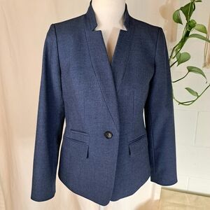 Talbots Single Button Notched Collar Chambray Blue Blazer NWT Sz0P SzS